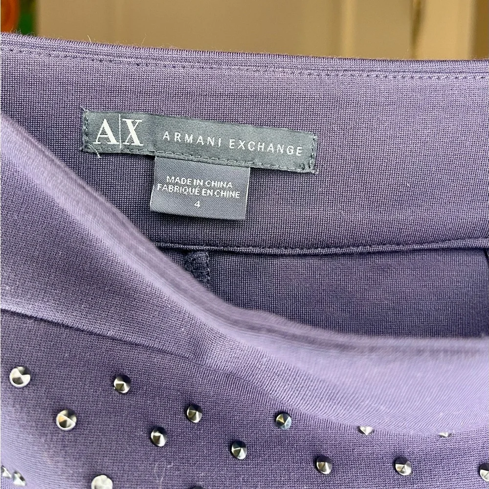 Armani Exchange Eggplant Color Studded Skirt with Side Zipper Details Size 4